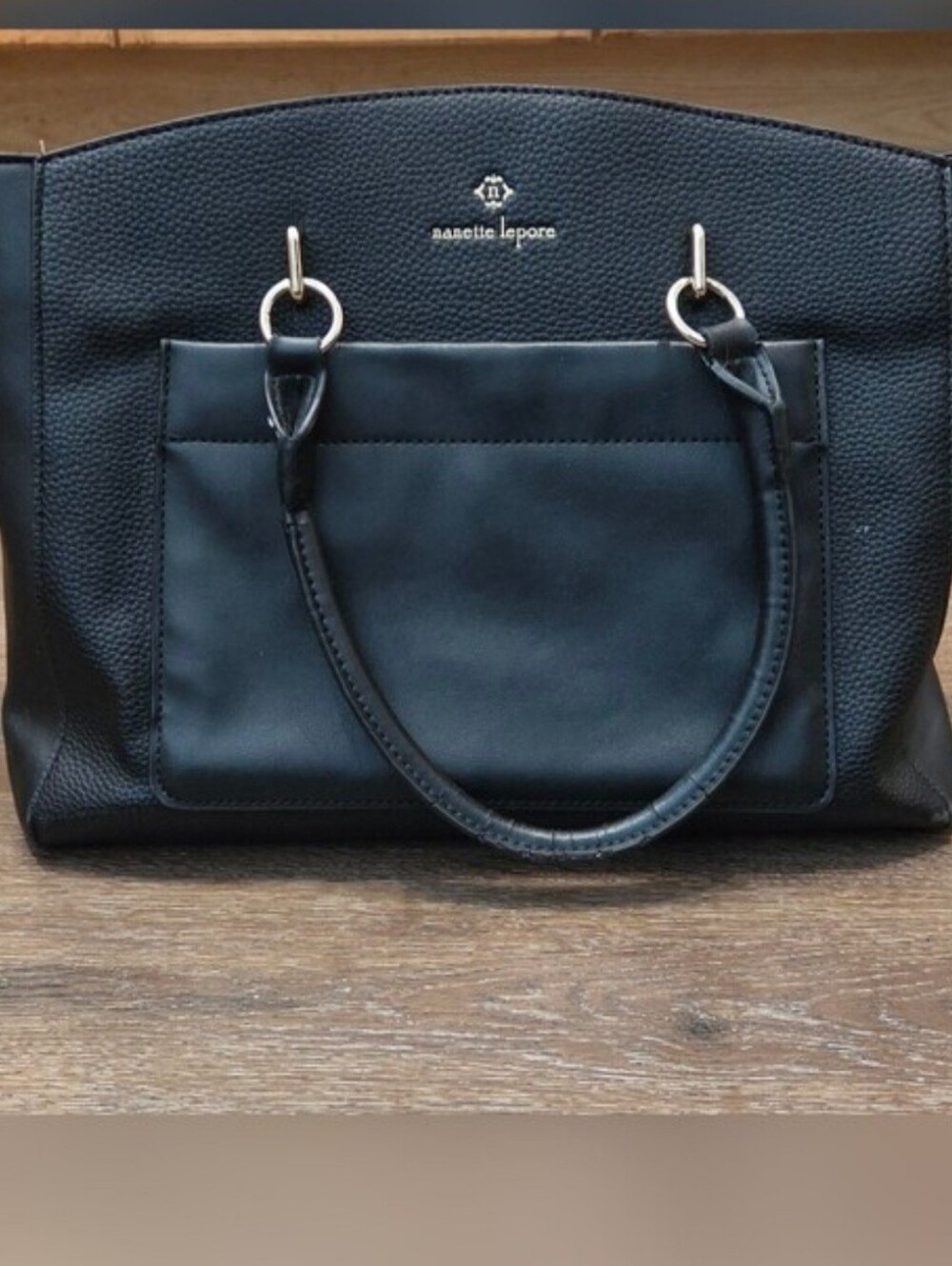 Nanette Lepore Black Leather Tote Bag